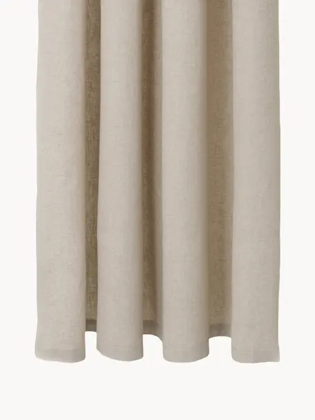 Duschvorhang Chambray aus Bio-Baumwolle, wasserabweisend, Hellbeige, B 160 x L 205 cm