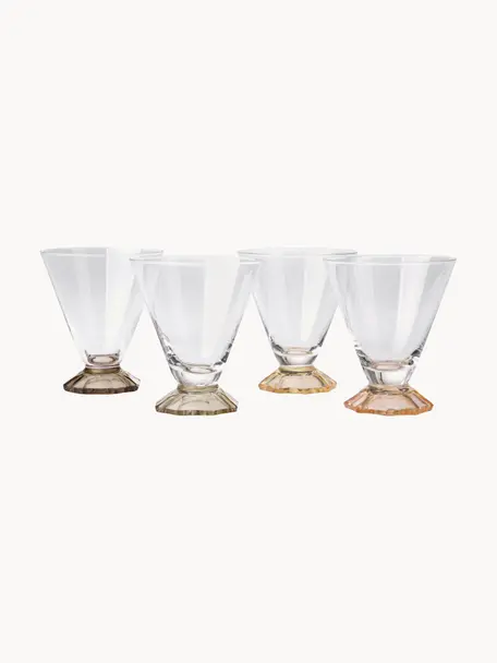 Verres à cocktail faits main Aylee, 4 élém., Verre, Transparent, tons beiges et bruns, Ø 9 x haut. 10 cm, 200 ml