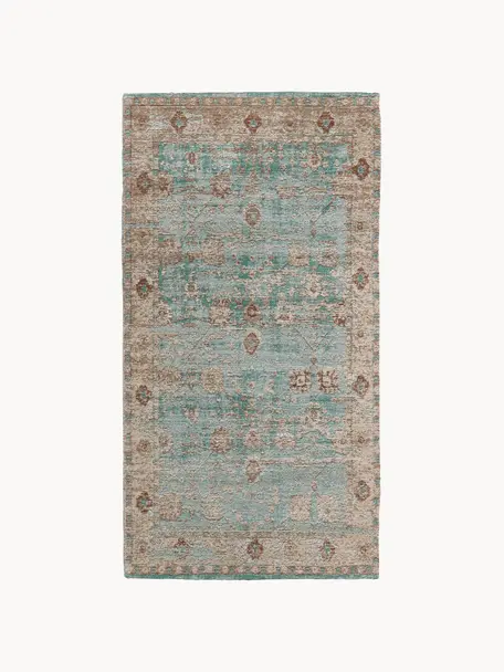 Ručne tkaný ženilkový koberec Rimini, Tyrkysovozelená, béžová, hnedá, Š 200 x D 300 cm (veľkosť L)