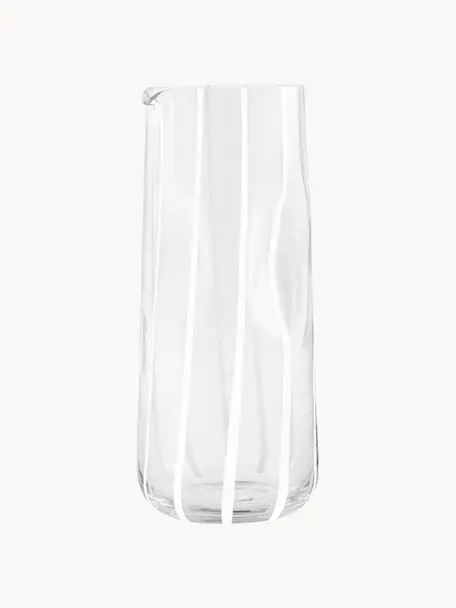 Jarra soplada artesanalmente Mizu, 1,3 L, Vidrio, Transparente, blanco, 1,3 L