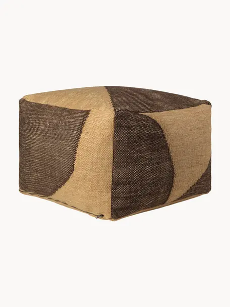 Pouf Forene, Tissu beige, brun foncé, larg. 60 x haut. 40 cm