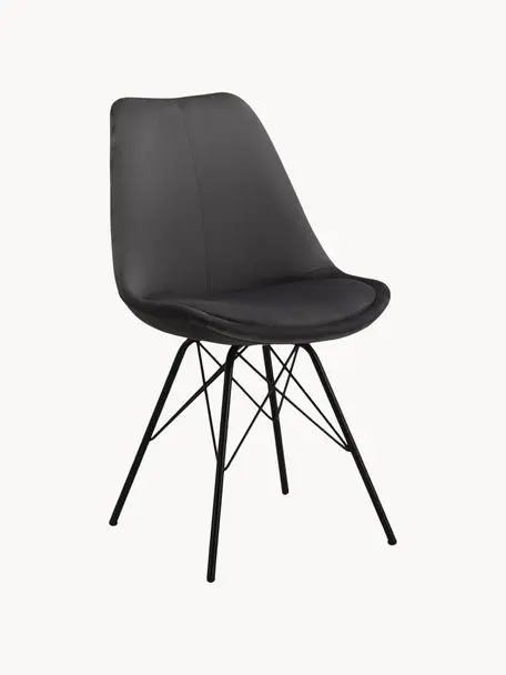 Sametové čalouněné židle Eris, 2 ks, Antracitová, Š 49 cm, H 54 cm