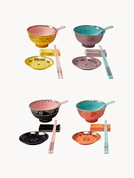 Sada ručně vyrobeného nádobí Asian, pro 4 osoby (20 dílů), Porcelán, Více barev, Pro 4 osoby (20 dílů)