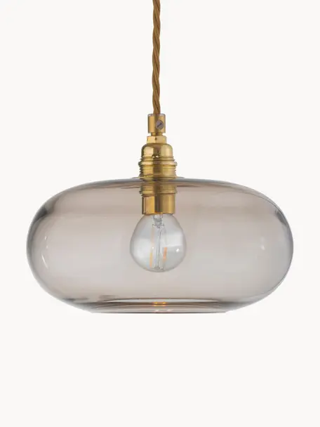 Kleine Pendelleuchte Horizon, mundgeblasen, Lampenschirm: Glas, mundgeblasen, Beige, Goldfarben, Ø 21 x H 14 cm
