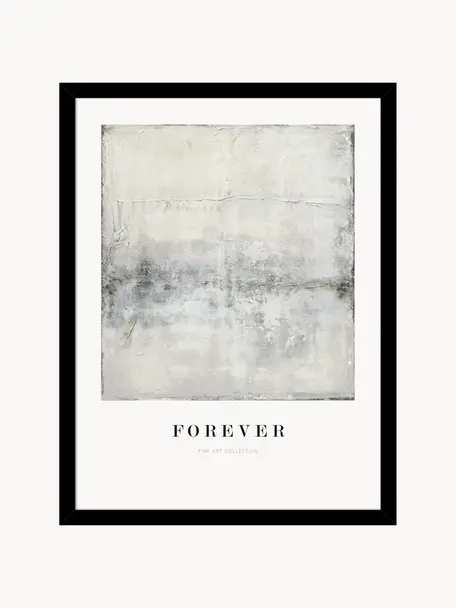 Ingelijste digitale print Forever, Lijst: eikenhout, Wit, zwart, grijstinten, B 30 x H 40 cm