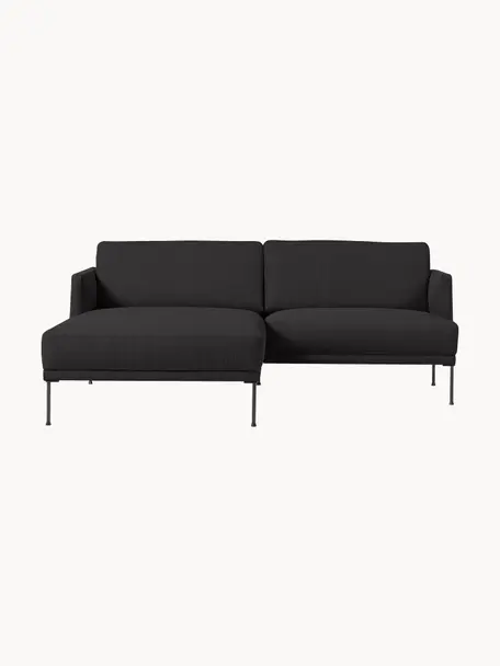 Kleines Ecksofa Fluente, Bezug: 100 % Polyester Der strap, Gestell: Massives Kiefernholz, FSC, Füße: Metall, pulverbeschichtet, Webstoff Anthrazit, B 198 x T 152 cm, Eckteil links