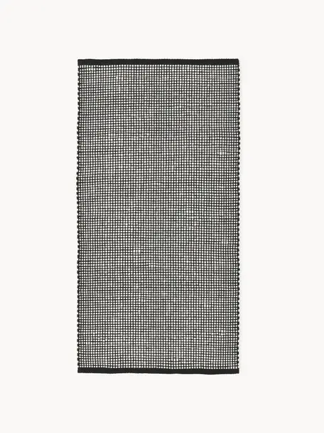 Ručne tkaný vlnený koberec Amaro, Čierna, krémovobiela, Š 200 x D 300 cm (veľkosť L)