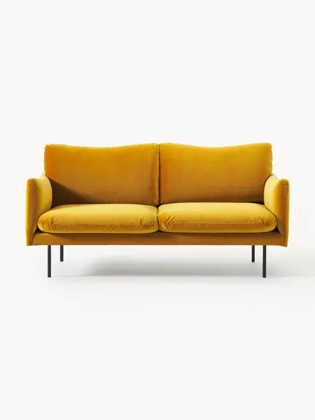 Samt-Sofa Moby (2-Sitzer), Bezug: Samt (Hochwertiger Polyes, Gestell: Massives Kiefernholz, Samt Senfgelb, B 170 x T 95 cm