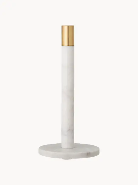 Marmor-Küchenrollenhalter Emira, Dekor: Messing, Weiß, marmoriert, Goldfarben, Ø 15 cm
