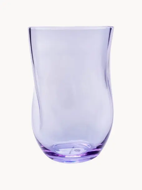 Handgefertigte Wassergläser Squeeze in organischer Form, 6 Stück, Glas, Lila, Ø 7 x H 10 cm, 250 ml
