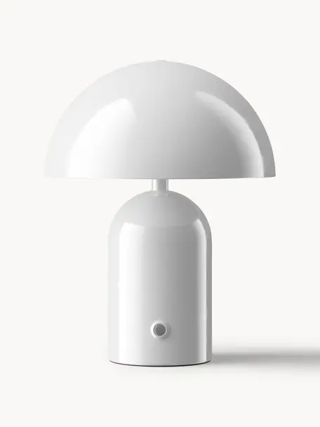 Lámpara de mesa pequeña LED Walter, portátil, Lámpara: metal con pintura en polv, Cable: cubierto en tela, Blanco, Ø 19 x Al 25 cm