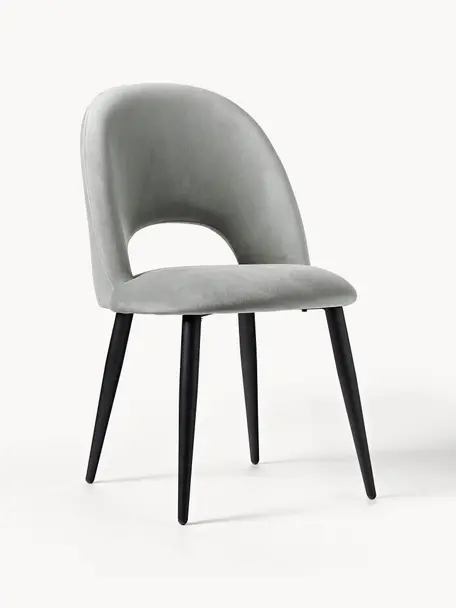 Zamatová čalúnená stolička Rachel, Zamatová svetlosivá, Š 53 x H 57 cm