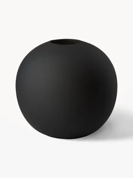 Vase boule artisanal Ball, Ø 20 cm, Céramique, Noir, Ø 20 x haut. 20 cm