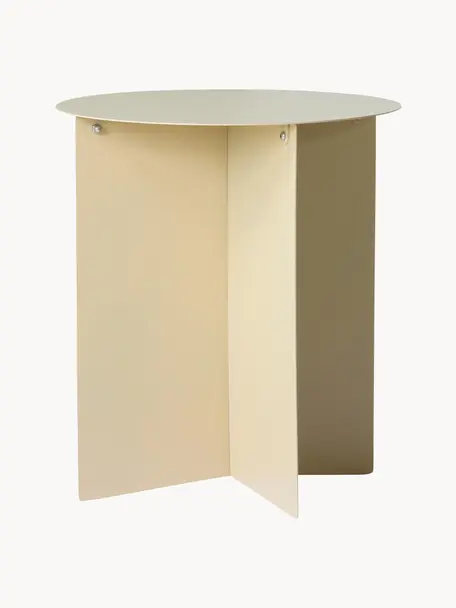 Tavolino rotondo in metallo color crema Dinga, Metallo verniciato a polvere, Color crema, Ø 40 x Alt. 45 cm