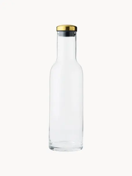 Glaskaraffe Deluxe mit Deckel, 1 L, Deckel: Metall, vermessingt, Transparent, Messingfarben, 1 L