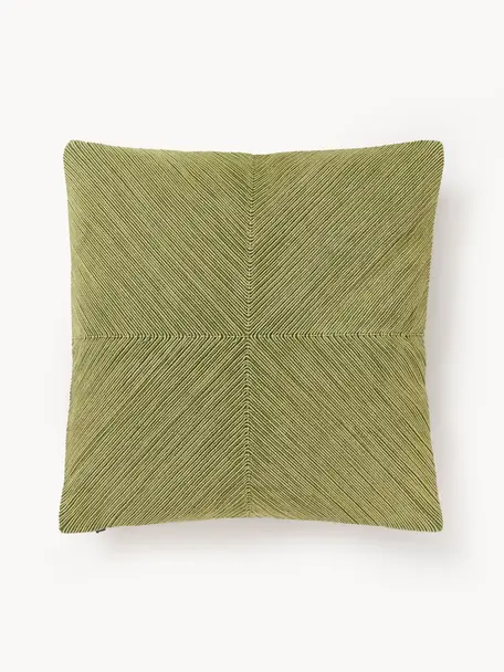 Baumwoll-Kissenhülle Rino mit Strukturmuster, 100 % Baumwolle, Olivgrün, B 45 x L 45 cm