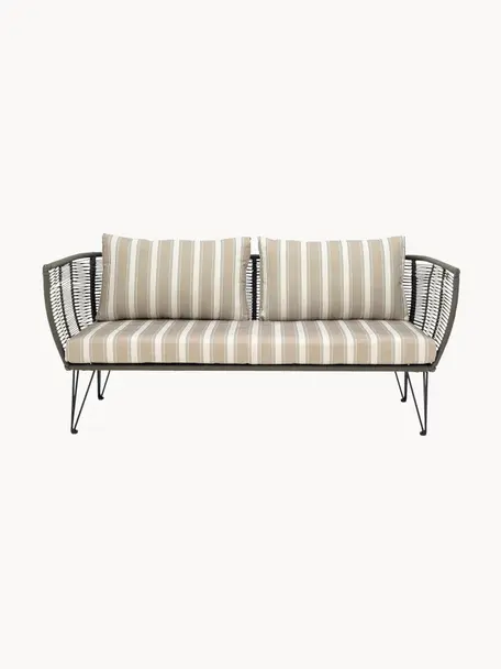 Sofá lounge para exterior Mundo (2 plazas), Estructura: metal recubierto en polvo, Asiento: polietileno, Tapizado: poliéster, Tejido beige, blanco crema, greige, An 175 x F 74 cm