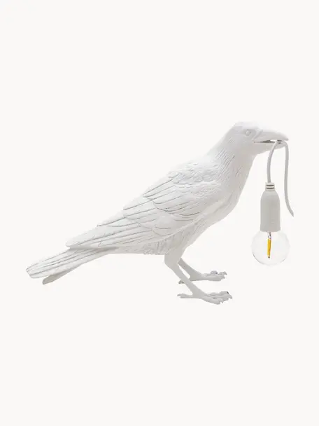 Lampada da tavolo di design Bird, Bianco, Larg. 33 x Alt. 12 cm