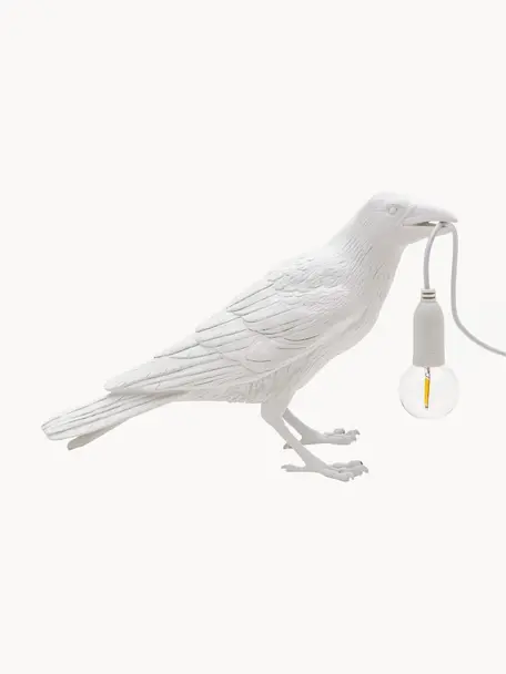 Malá designová stolní lampa Bird, Bílá, Š 33 cm, V 12 cm