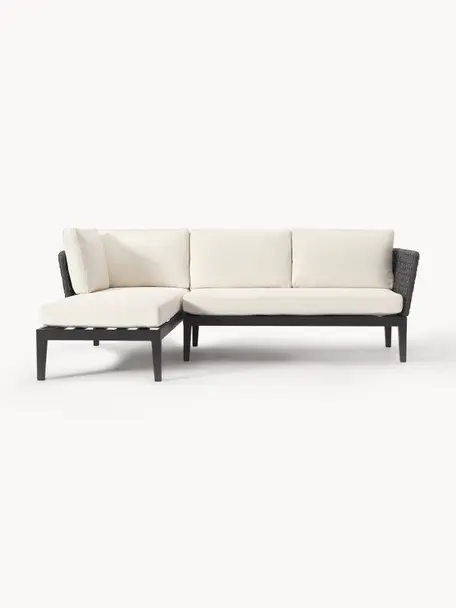 Tuin lounge hoekbank Caline, Bekleding: 100% polyester Met 20.000, Frame: aluminium, Off White, antraciet, B 149 x D 77 cm, hoekdeel rechts