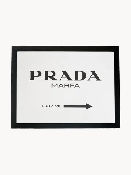 Impression numérique encadrée Prada Marfa, Noir, blanc, larg. 43 x haut. 33cm