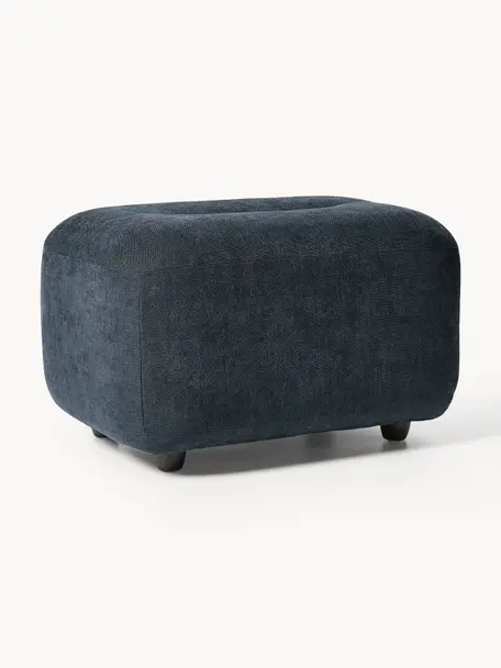 Hocker Stella, Bezug: 85 % Polyester, 15 % Baum, Gestell: Massives Buchenholz, Span, Webstoff Denimblau, B 71 x H 43 cm