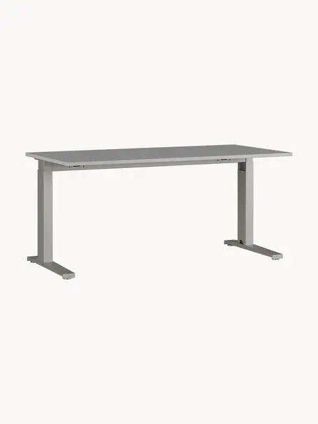 Höhenverstellbarer Schreibtisch Easy, Tischplatte: Spanplatte mit Melaminhar, Gestell: Metall, pulverbeschichtet, Off White, Hellgrau, B 160 x T 80 cm