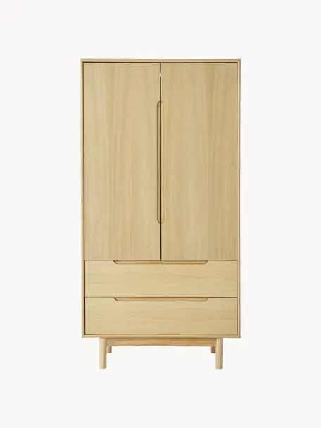 Kleine kledingkast Cassy, 2 deuren, Eikenhout, B 100 x H 195 cm