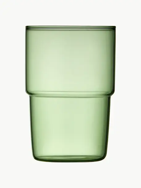 Verres à eau en verre borosilicate Torino, 2 pièces, Verre borosilicate, Vert, transparent,, Ø 8 x haut. 12 cm, 400 ml