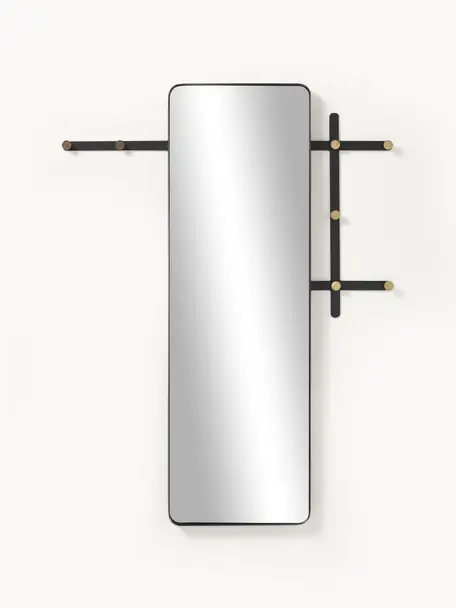 Nástěnné zrcadlo s háčky Will, Černá, zlatá, Š 105 cm, V 140 cm