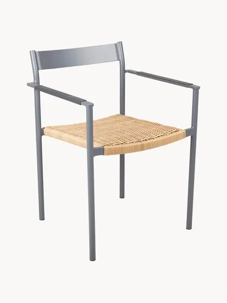 Gartenstühle DK, 2 Stück, Gestell: Aluminium, beschichtet, Sitzfläche: Geflecht, Hellgrau, Beige, B 55 x T 54 cm