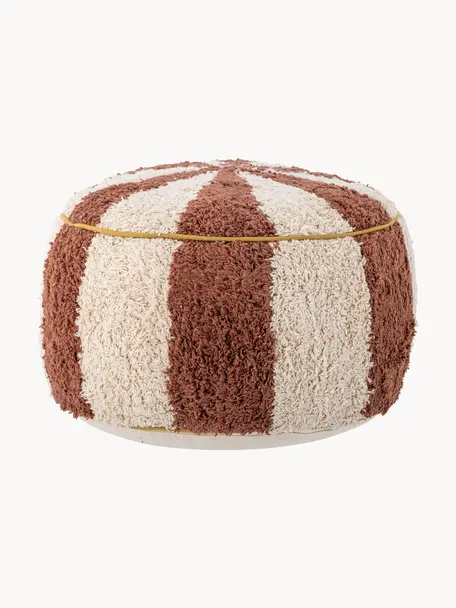 Pouf per bambini Charoline, Rivestimento: 95% cotone, 5% poliestere, Tessuto torrone, bianco latte, Ø 44 x Alt. 26 cm