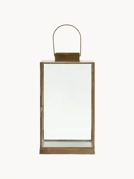 Lanterna Antique, Struttura: metallo rivestito, Dorato, trasparente, Larg. 19 x Alt. 35 cm