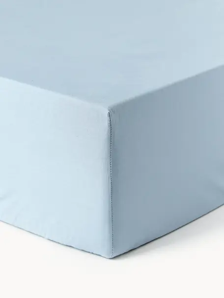 Hoeslaken Elsie, katoen perkal, Weeftechniek: perkal Draaddichtheid 200, Lichtblauw, B 90 x L 200 cm, H 25 cm