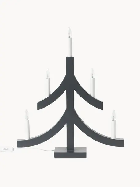 Holz-Weihnachtsbaum Pagod mit LED-Kerzen, Gestell: Holz, Anthrazit, Weiß, B 40 x H 48 cm