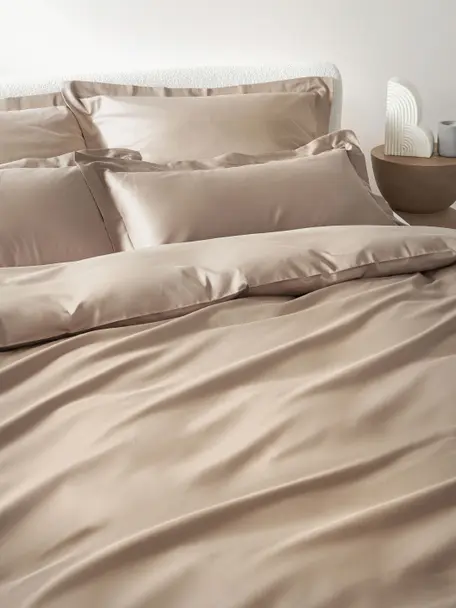 Funda nórdica de satén Premium, Beige, Cama 90 cm (155 x 220 cm)