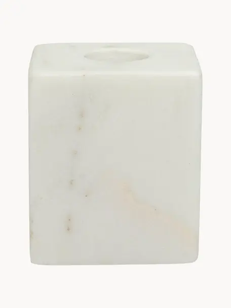 Marmor-Kerzenhalter Marble, Marmor, Weiß, marmoriert, B 5 x H 6 cm