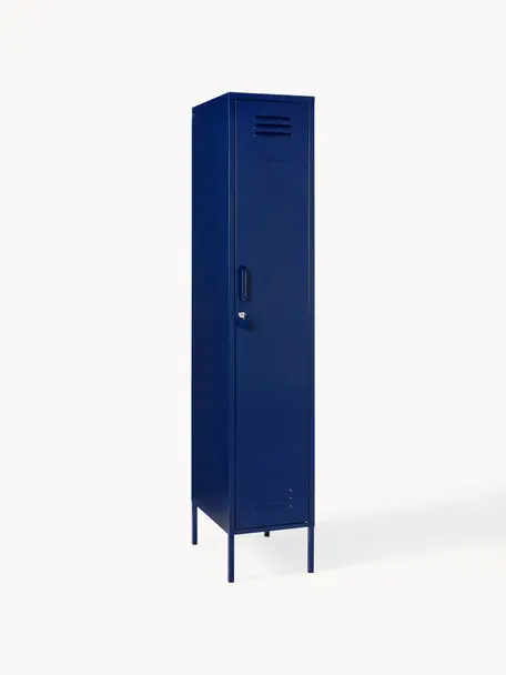 Petite armoire The Skinny, Métal, enduit, Bleu foncé, larg. 35 x haut. 183 cm