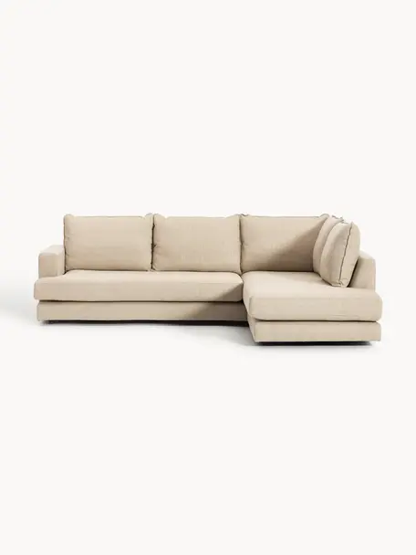 Ecksofa Tribeca, Bezug: 100 % Polyester Der hochw, Gestell: Massives Kiefernholz, Füße: Massives Buchenholz, lack, Webstoff Beige, B 274 x T 192 cm, Eckteil rechts