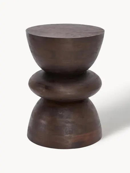 Odkládací stolek z mangového dřeva Benno, Masivní lakované mangové dřevo, Mangové dřevo, tmavě lakované, Ø 35 cm, V 50 cm