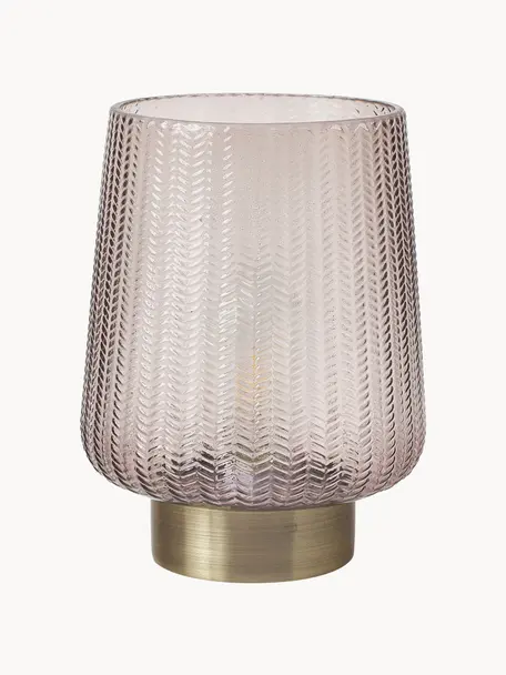 Malá přenosná stolní LED lampa s funkcí časovače Pretty Glamour, Sklo,kov, Šedobéžová, zlatá, Ø 19 cm, V 26 cm