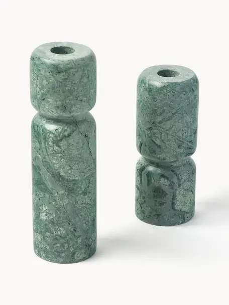 Set 2 candelabri in marmo verde Como, Marmo, Verde marmorizzato, Set in varie misure