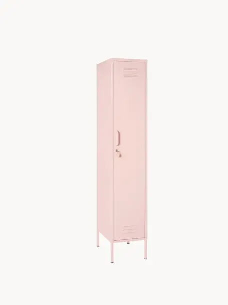 Petite armoire Skinny, Acier, revêtement par poudre, Rose pâle, larg. 35 x haut. 183 cm