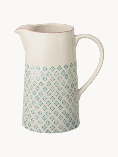 Caraffa dipinta a mano con motivo giocoso Patrizia, 2 L, Gres, Bianco latte, azzurro, rosa chiaro, 2 L