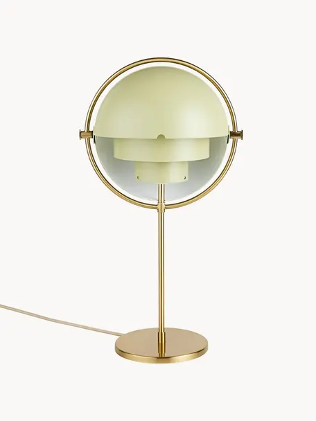 Lampada da tavolo orientabile grande Multi-Lite, Alluminio rivestito, Verde chiaro opaco, dorato opaco, Ø 24 x Alt. 50 cm