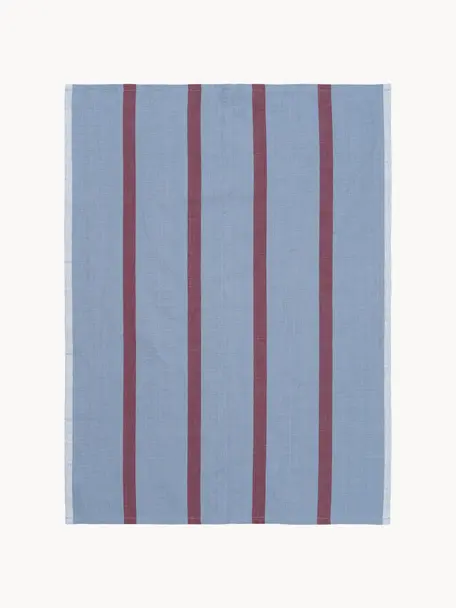 Strofinaccio Hale, 50% lino, 50% cotone, Grigio-blu, rosso vino, Larg. 50 x Lung. 70 cm