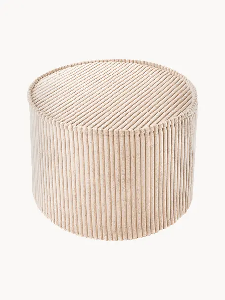 Pouf en velours côtelé pour enfant Sugar, Velours côtelé beige, Ø 40 x haut. 25 cm