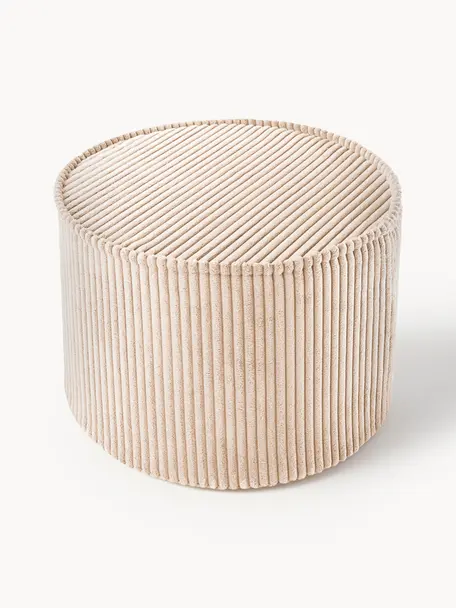 Pouf en velours côtelé pour enfant Sugar, Ø 40 cm, Velours côtelé beige, Ø 40 x haut. 25 cm