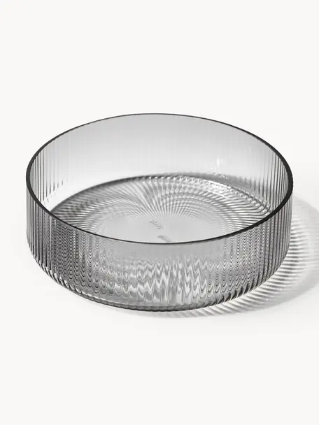 Bols striés soufflés bouche Ripple, 2 pièces, Verre, soufflé bouche, Gris, transparent et haute brillance, Ø 12 cm