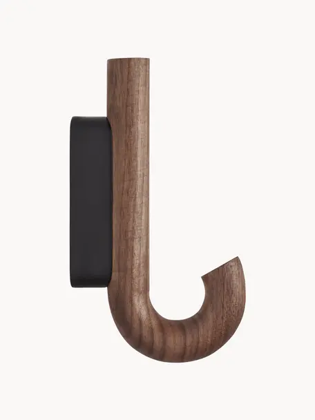 Colgador de madera de nogal Umbrella, diferentes tamaños, Anclaje: acero recubierto, Madera de nogal, negro, An 13 x Al 19 cm